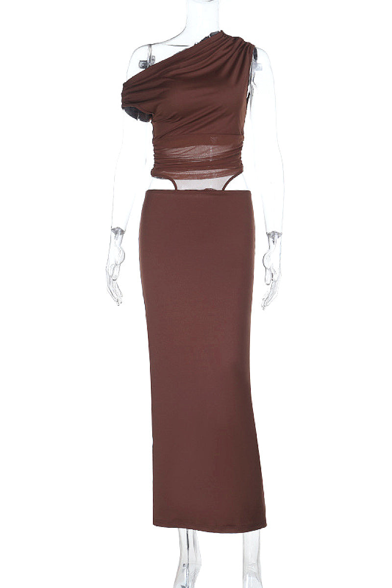 Off Shoulder Sheer Hollow Out Dress for Women
