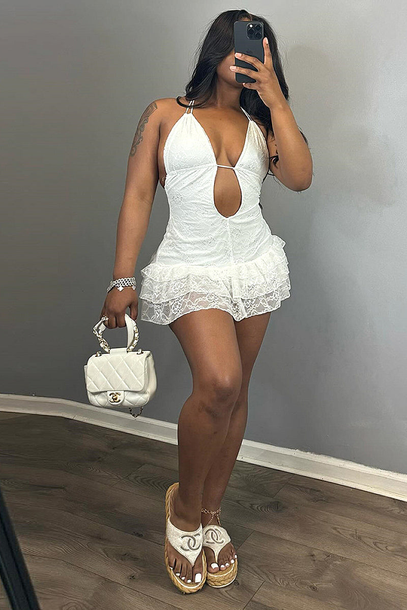 Chic Lace Backless Dress with Tie for Fall