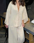 Chic Comfortable Satin Long Sleeve Pants Set
