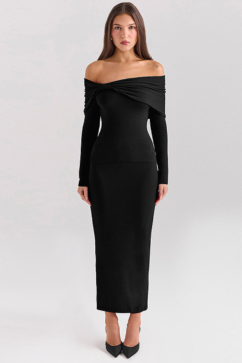 Elegant Off-Shoulder Long Sleeve Dress
