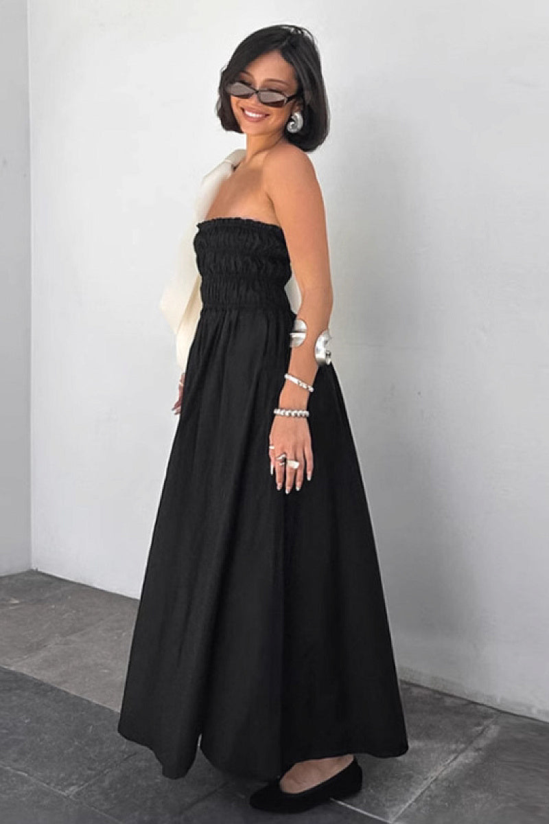 Elegant Black Strapless A-Line Dress for Women