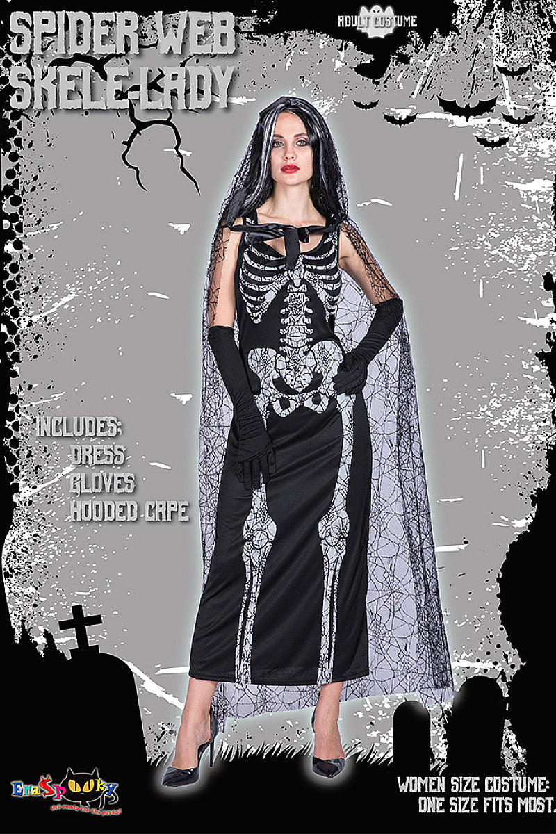 Halloween Party Costume Black Veil Skeleton Bride