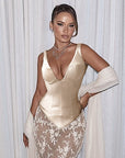 Summer Slim Fit V-Neck Satin Top