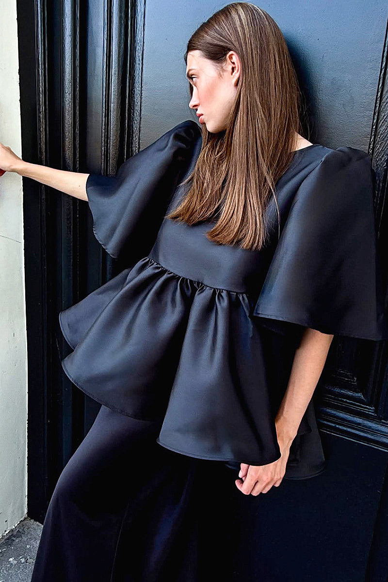 Elegant Ruffled Satin Blouse for Women