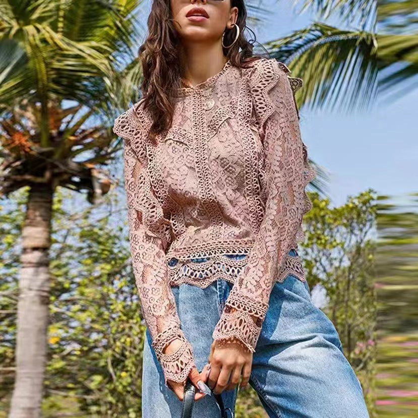 Lace Long Sleeve Top for Women 2023
