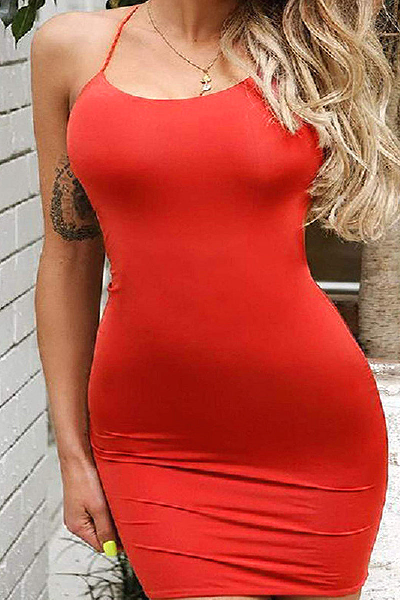Summer Cross Back Midi Dress with Straps