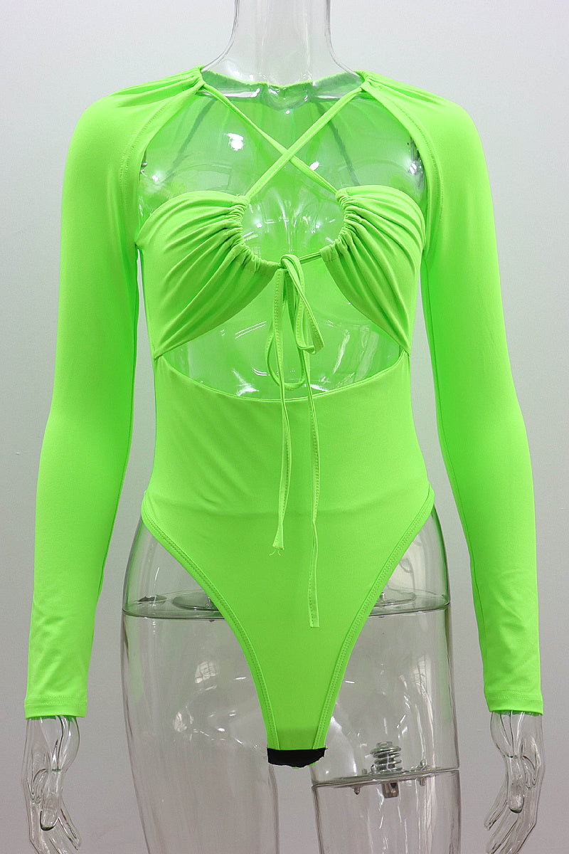 Summer Sexy Hollow Out Long Sleeve Bodysuit