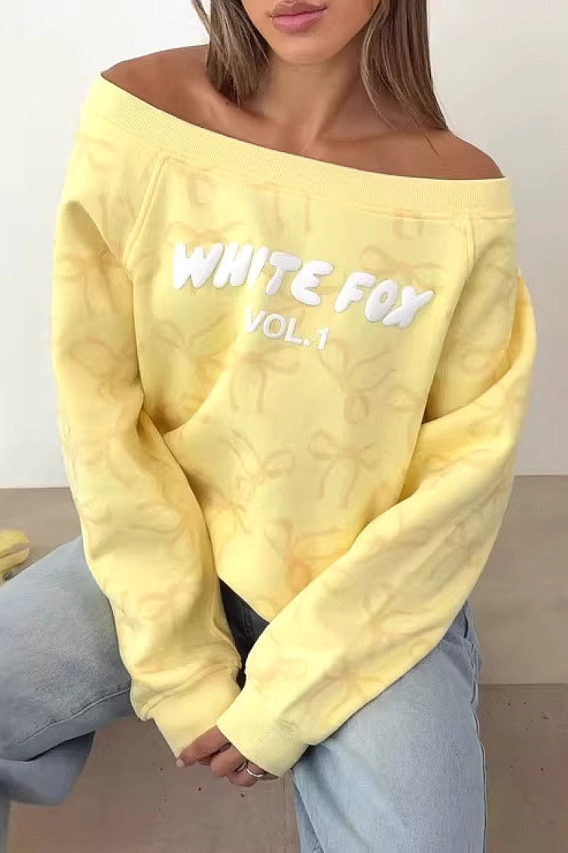 Lemon Yellow Off-Shoulder Bow Top for Women