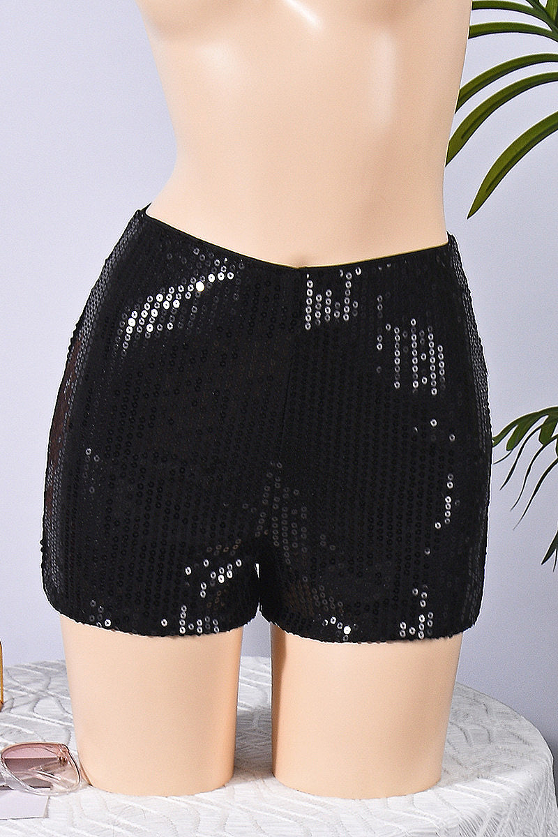 Leopard Print Sequin Women's Casual Shorts