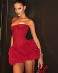 Spring New Short Dress with Floral Texture