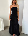 Strapless A-Line Pleated Waist Dress