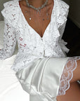 Stylish Lace V-Neck Long Sleeve Cardigan