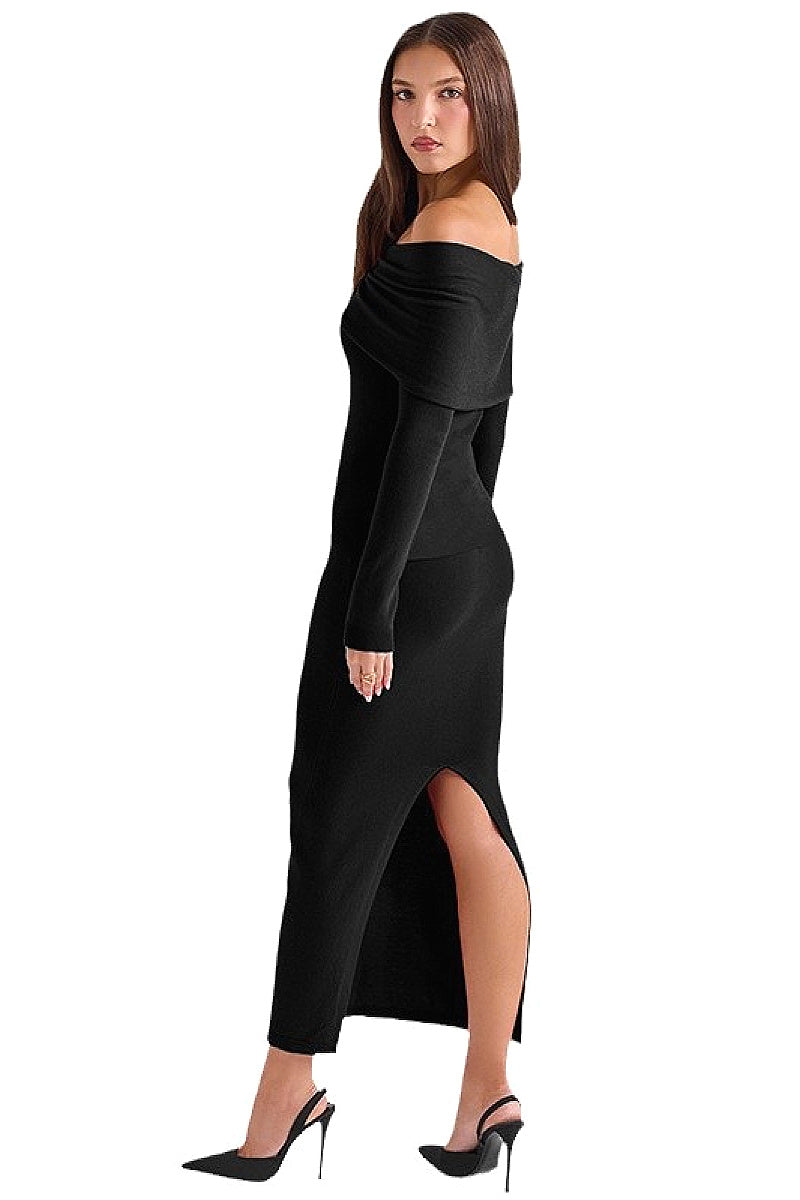 Elegant Off-Shoulder Long Sleeve Dress