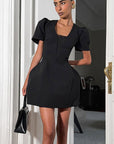 Elegant A-Line Puff Sleeve Dress