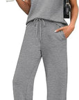Casual Loose Fit Pocket T-Shirt and Pants Set
