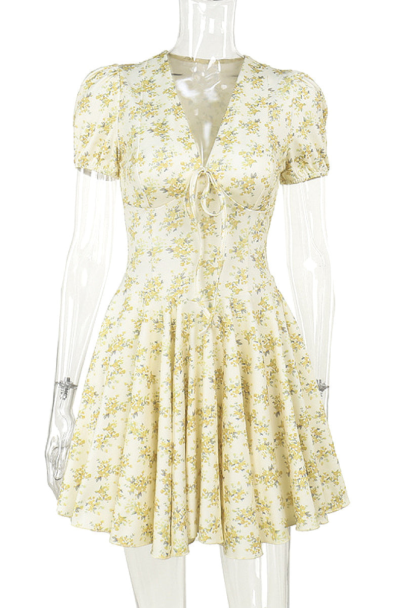 Fashion Floral V-Neck Dress for Summer