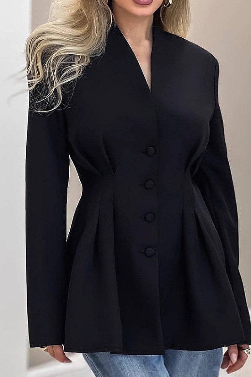 Elegant Slim Fit V-Neck Blazer for Women