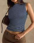 Stylish Striped Slim Fit Sleeveless Top for Women