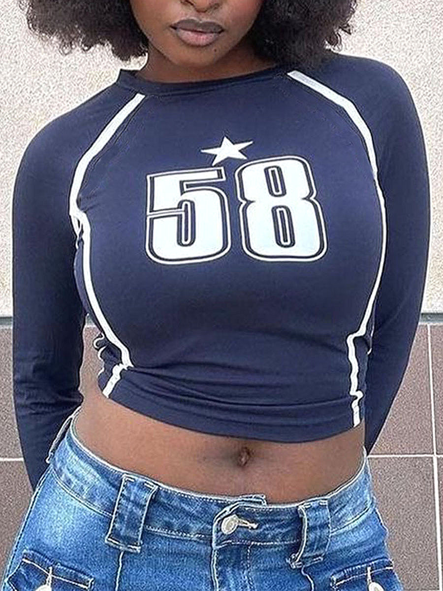 Trendy Women's Long Sleeve T-Shirt with Print