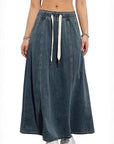 Casual Loose Fit Denim Maxi Skirt for Women