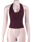 Chic Burgundy Tie-Front Crop Top