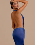 Elegant Deep V Neck Backless Satin Evening Dress