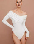 Spring Autumn Women's Off-Shoulder V-Neck Long Sleeve Dress