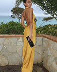 Backless Satin Halter Dress for Women