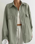 Autumn Casual Green Lapel Jacket for Women