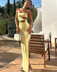 Chic Yellow Strapless Hollow Out Maxi Dress