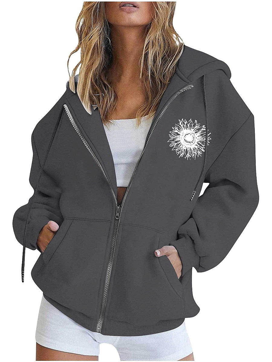 Plus Size Zip-Up Hoodie Cardigan for Women
