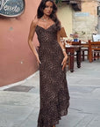 Summer Sexy Backless Leopard Print Ruffle Dress
