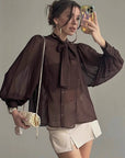 Elegant French Chiffon Tie Blouse for Women