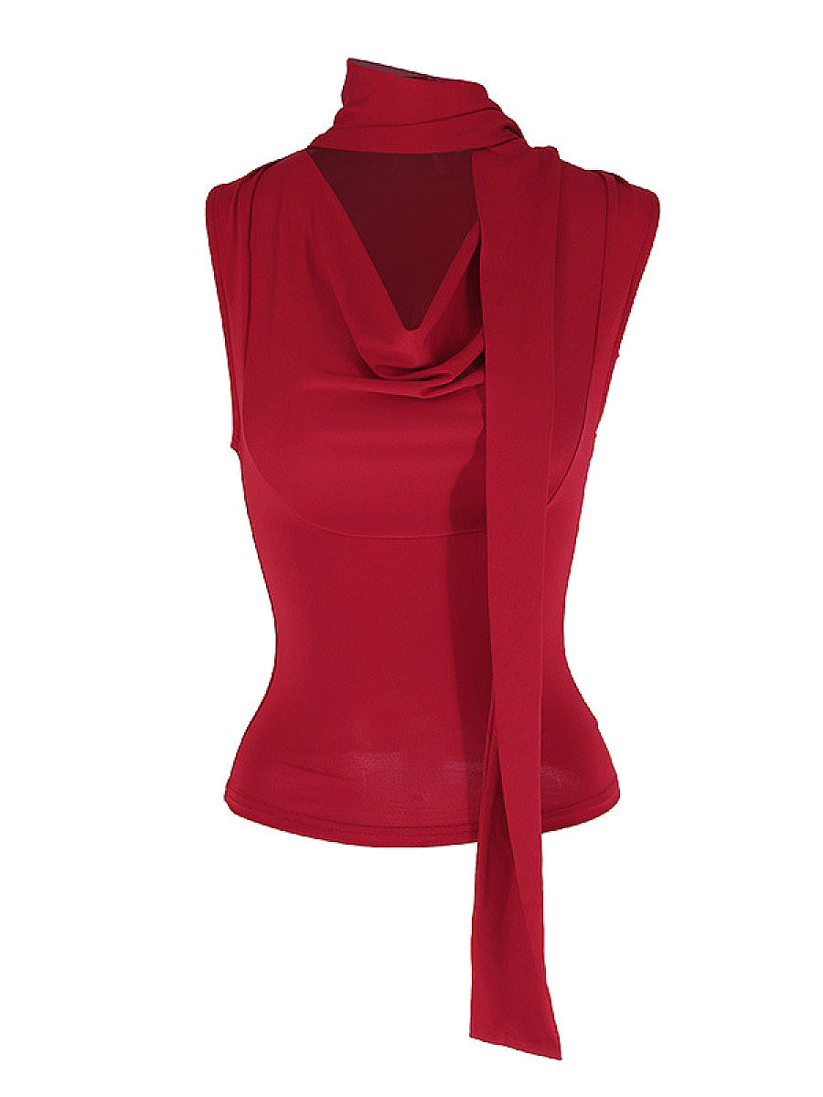 Sleeveless Summer Top with Tie for Women