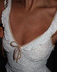 Summer Sexy Lace Tank Top with Color Block Trim