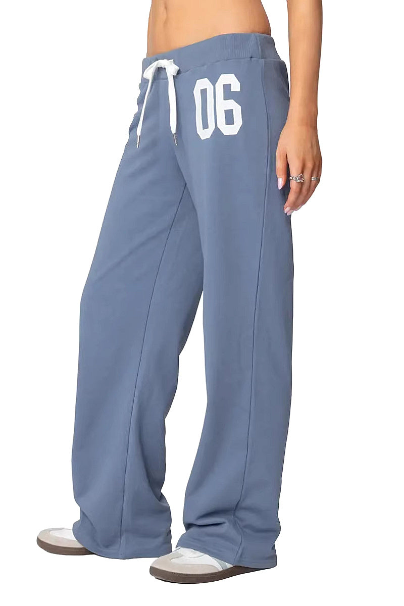 Trendy Letter Print Wide Leg Pants for Women