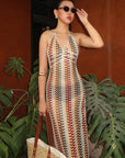 Stylish V-Neck Sleeveless Striped Dress