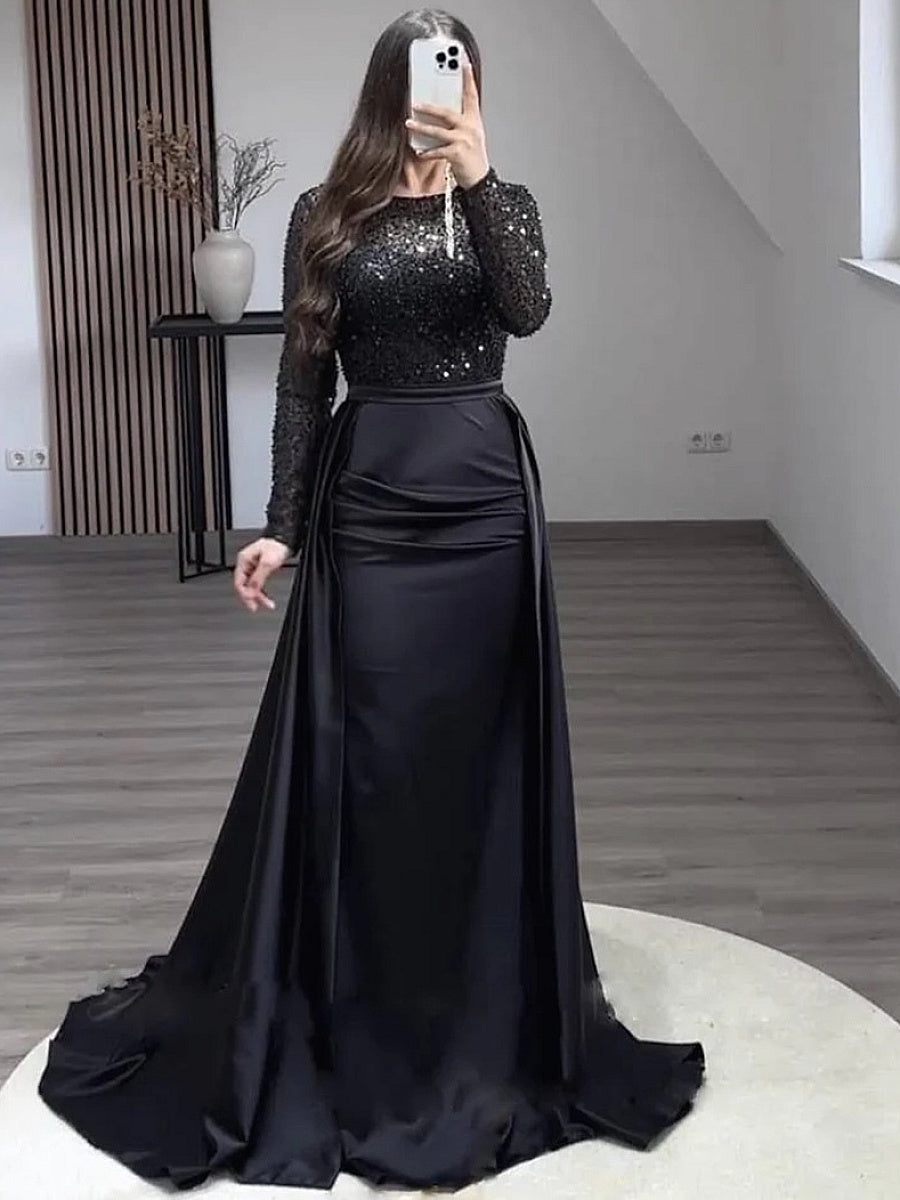 Elegant Long Sleeve Sequin Evening Dress for Women