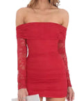 Sexy Ruched One Shoulder Lace Dress