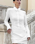 Vintage Shoulder Pad Mini Dress with Long Sleeves