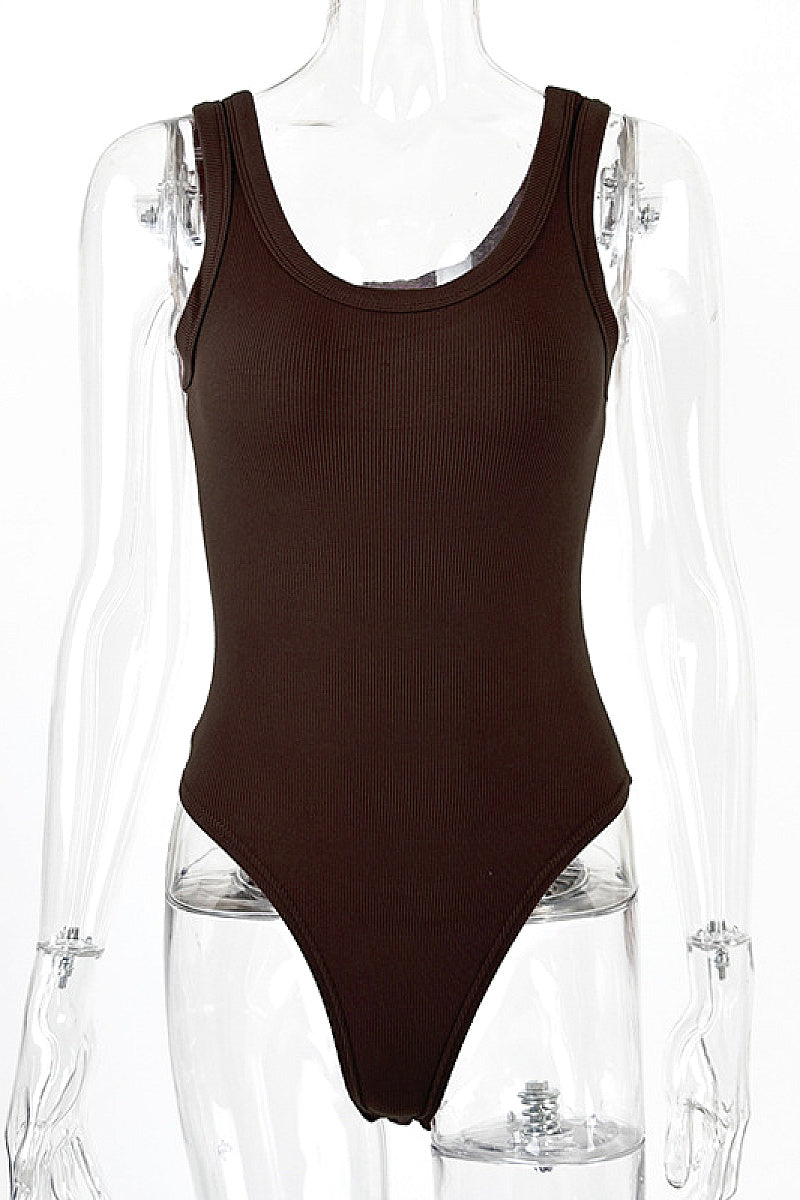 Summer Women's Sleeveless Bodysuit with Round Neck