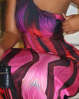 Elegant Striped Backless Bodycon Dress