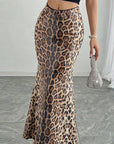 Leopard Print Sequin Layered Skirt for Women