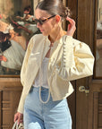 Chic Puff Sleeve Stand Collar Shirt for Autumn