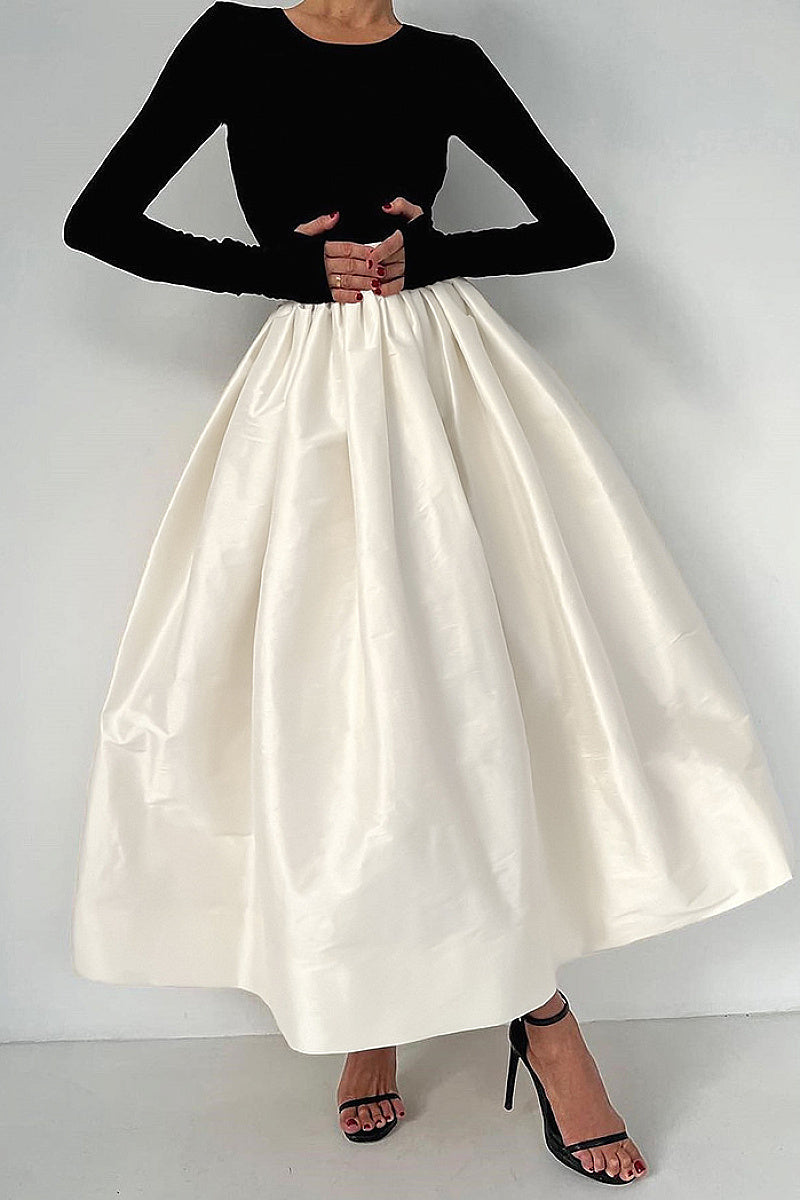 Spring Wholesale Solid Color Satin A-Line Skirt