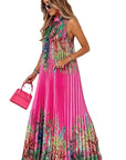 Bohemian Summer Floral Maxi Dress with Halter Neck