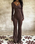 Trendy Long Sleeve Zip Jumpsuit for Running