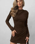New Autumn Winter Ruffled Waist Short Dress