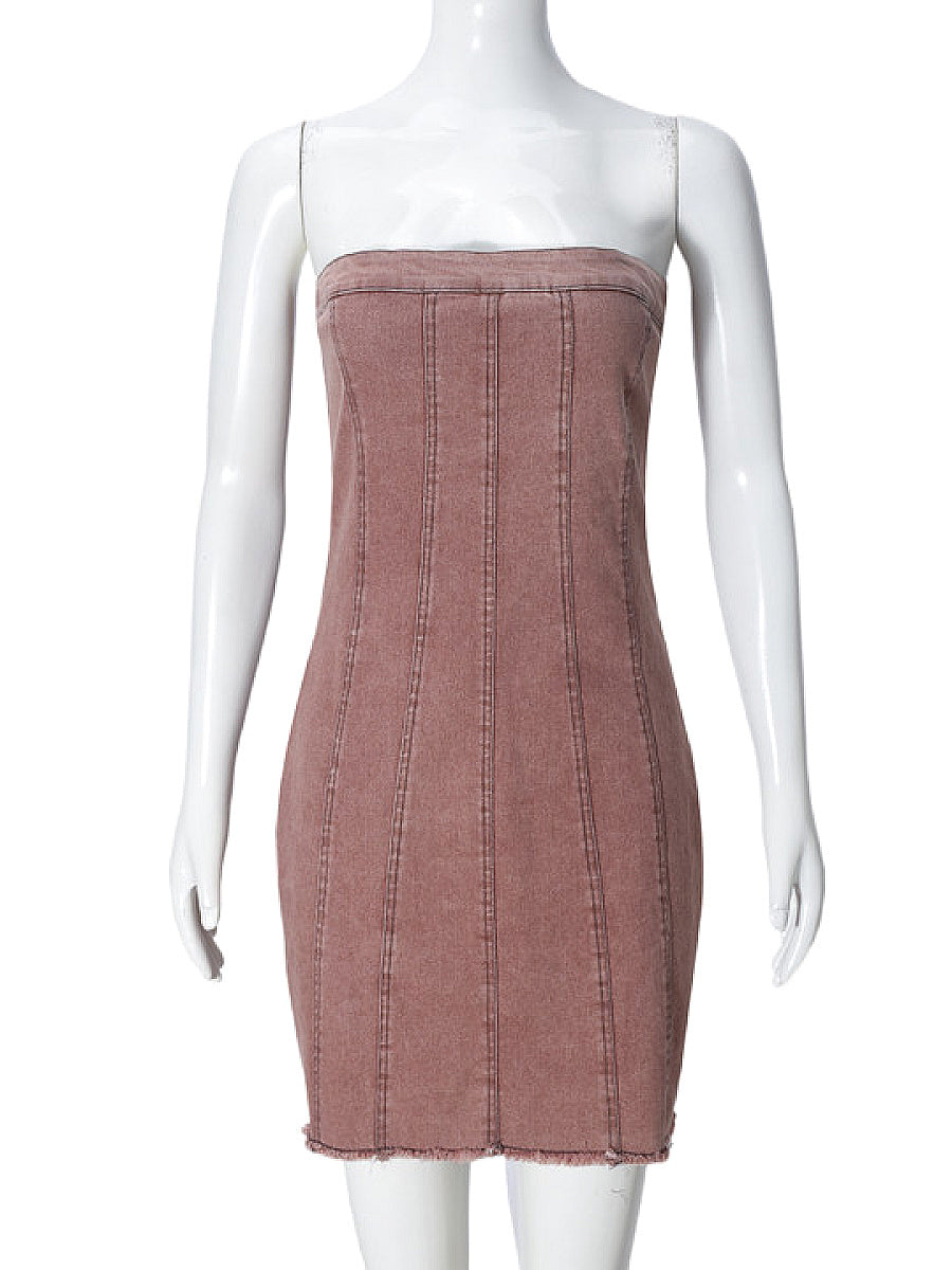 Sexy Backless Denim Dress for Spring Summer