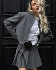 Stylish Striped Two-Piece Set with Long Sleeve Jacket